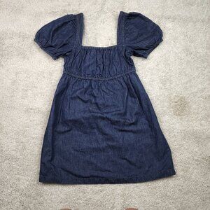 J. Crew Linen Square Neck Button Down Denim Size 6 Blue Western Chambray USA